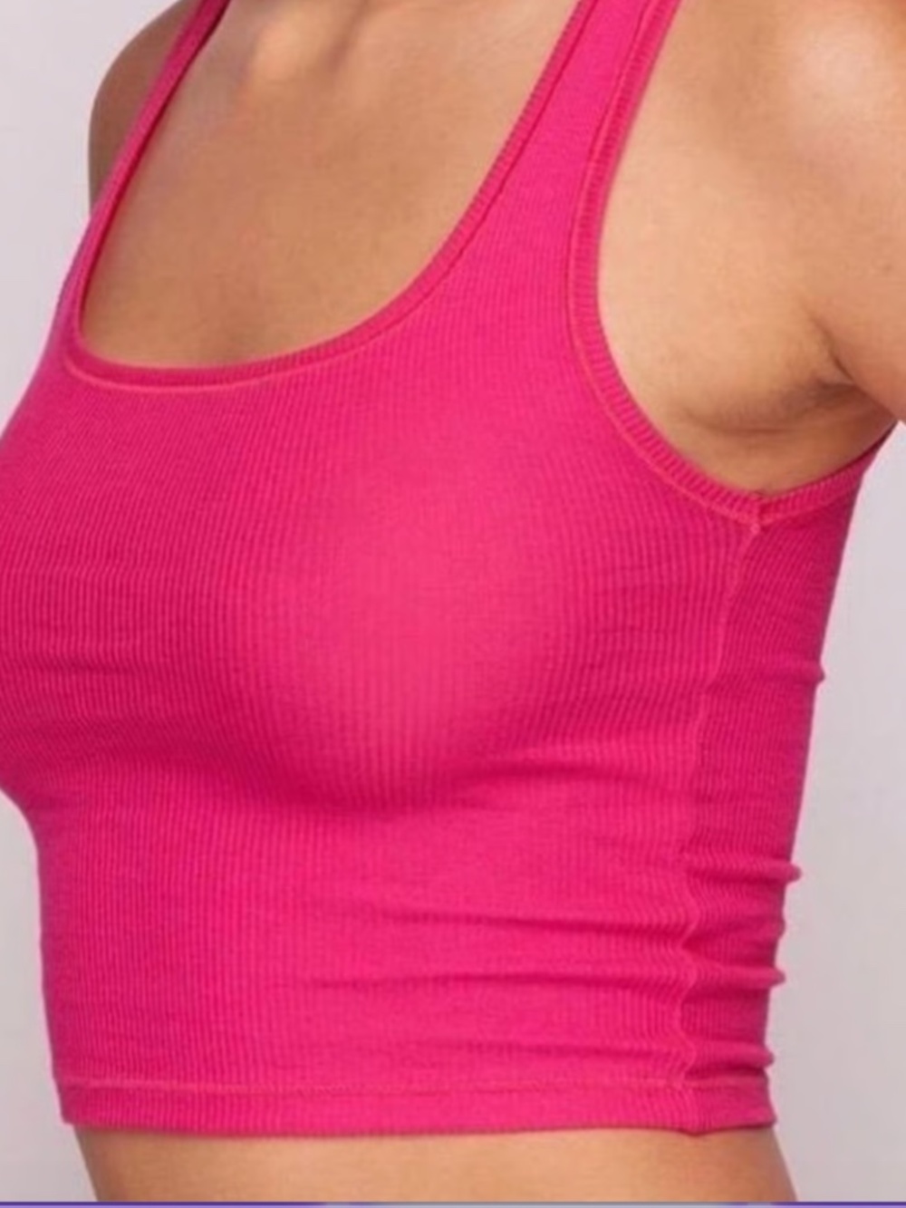 SKIMS Ribbed Hot Pink Cropped Cotton/Elastane Tank Top NWOT Size XS